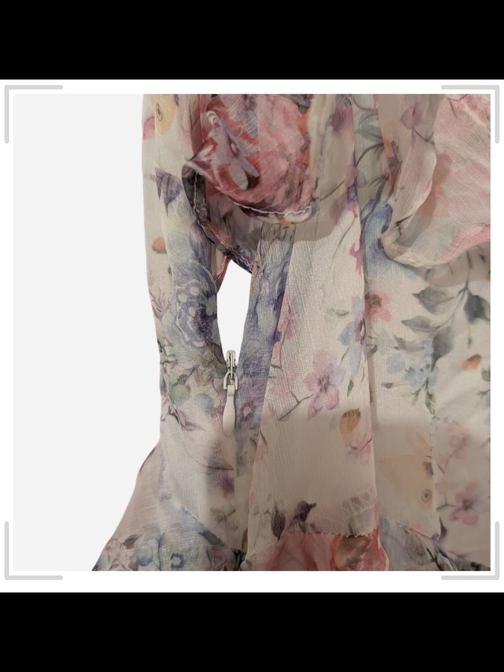 Storia Floral Ruffle Maxi Dress - Pink, Blue, White - Picture 6 of 8